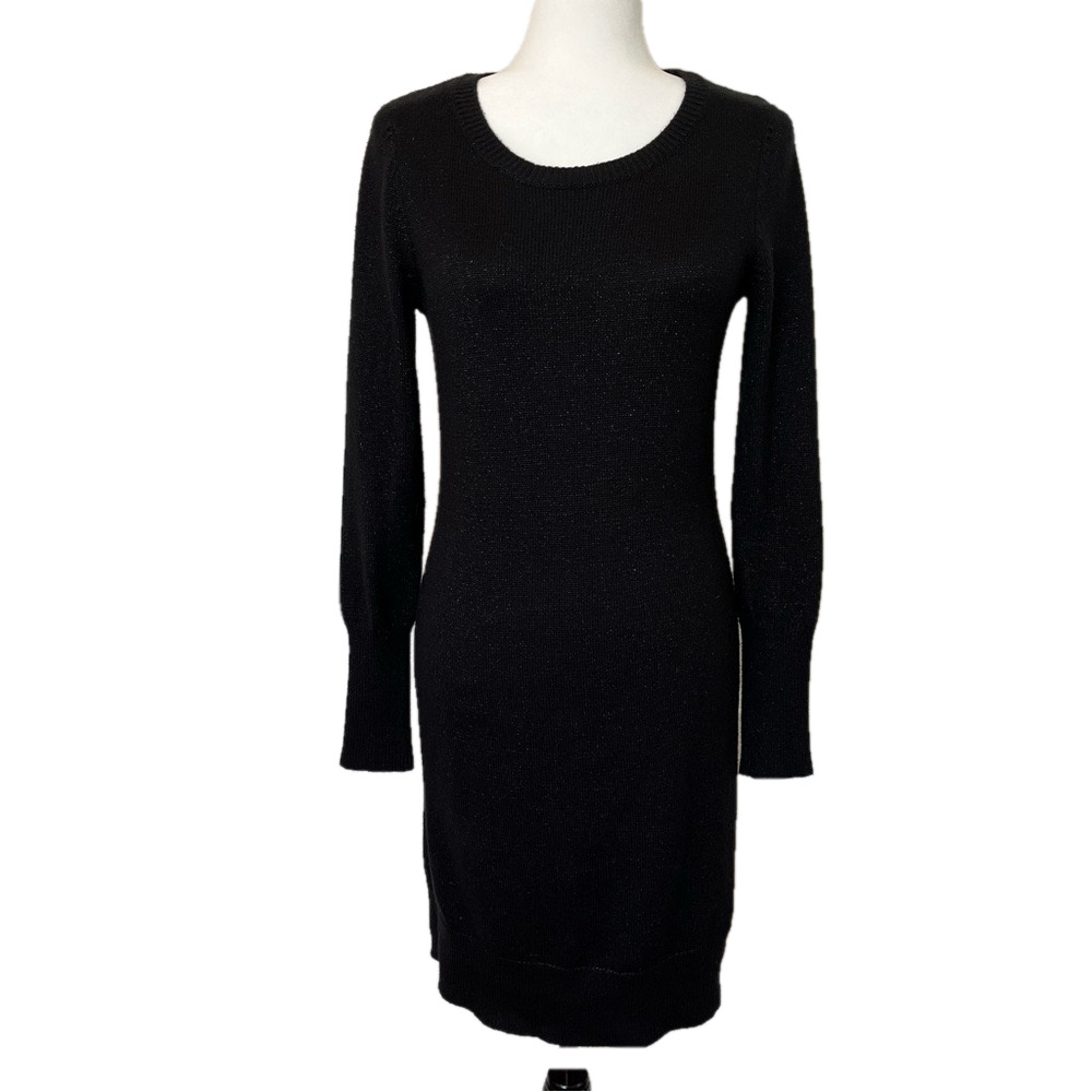 Paraphrase Women’s Shimmer Knit Midi Bodycon Sweater Dress Puffy Long Sleeve S
